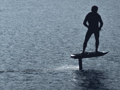 Electric hydrofoil board at Lindbergh Bay, USVI